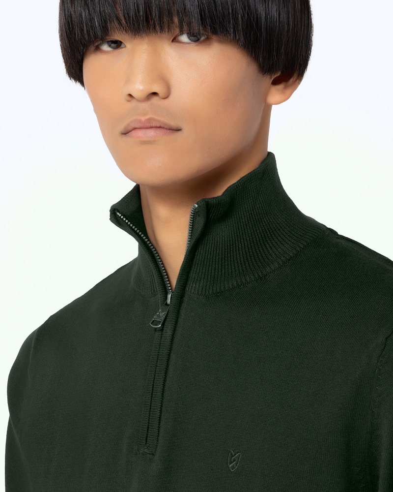ΠΛΕΚΤΟ ΒΑΜΒΑΚΕΡΟ HALF-ZIP ΠΡΑΣΙΝΟ
