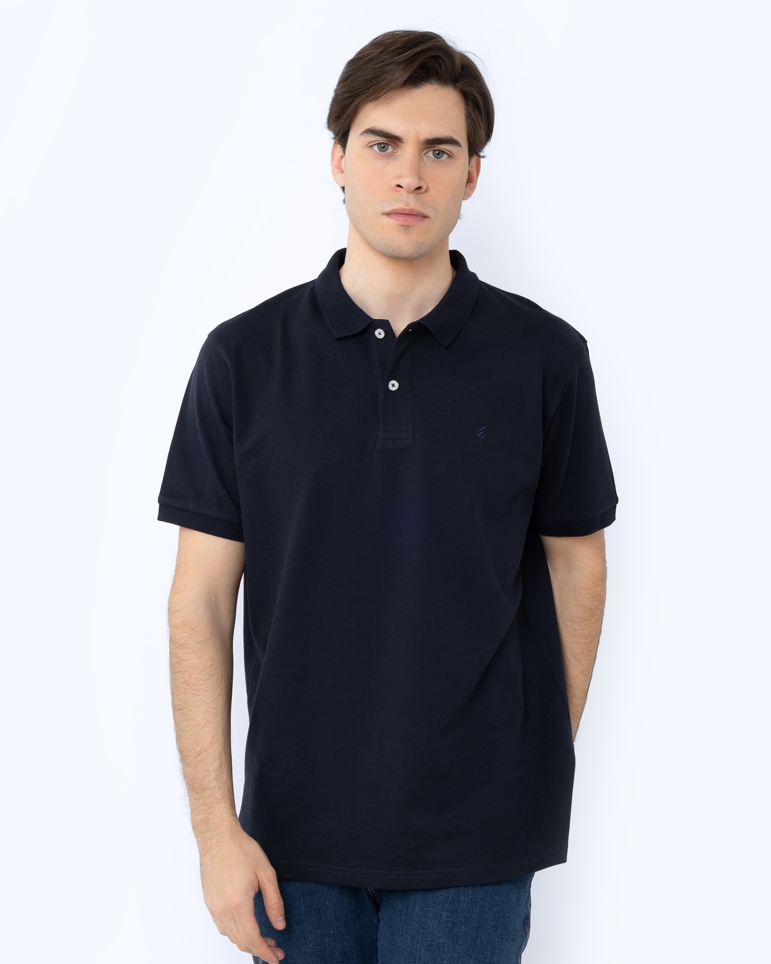 POLO PIQUE REGULAR FIT ΜΠΛΕ