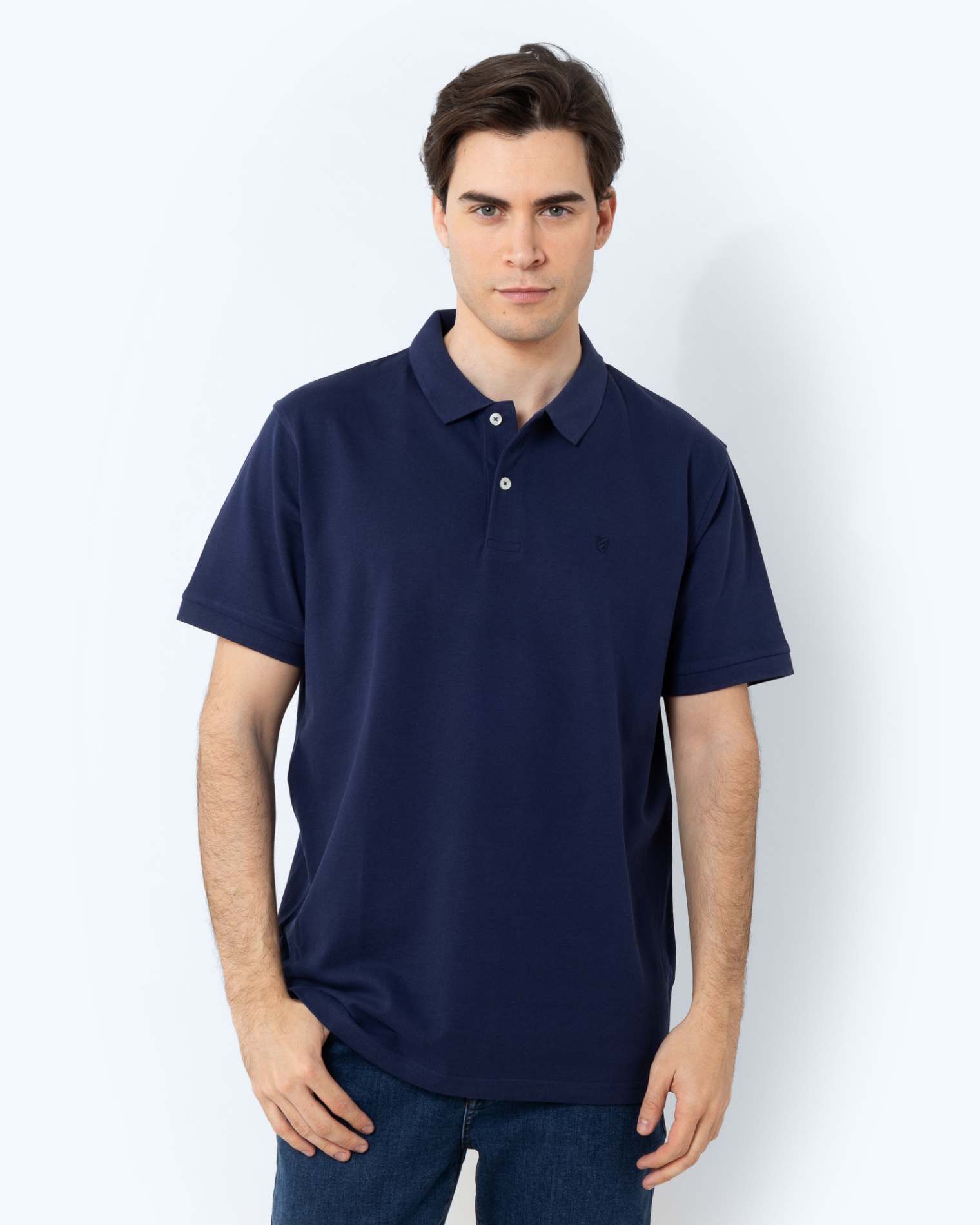 POLO PIQUE REGULAR FIT ΜΠΛΕ