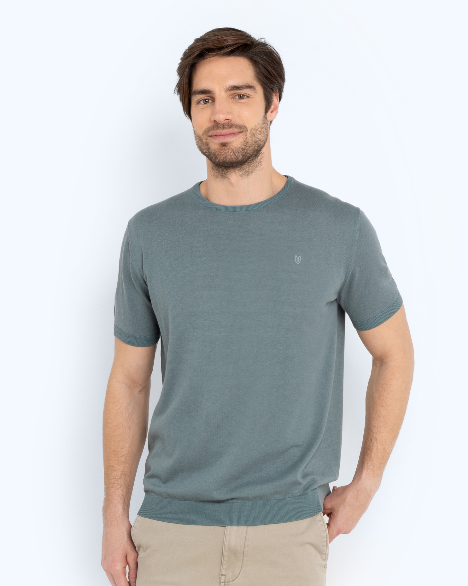 ΠΛΕΚΤΟ T-SHIRT REGULAR FIT ΠΡΑΣΙΝΟ