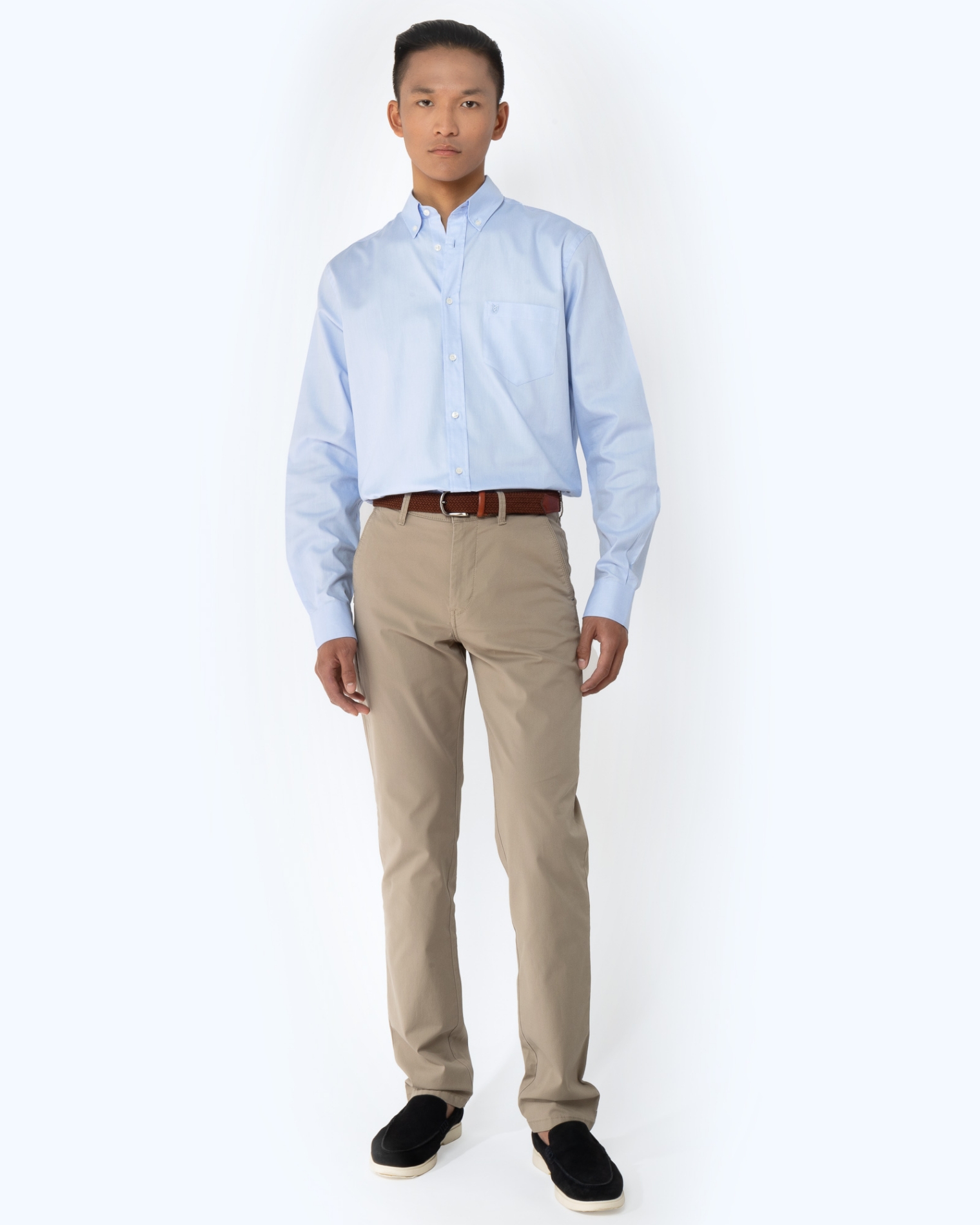 CHINOS DOBBY REGULAR FIT ΜΠΕΖ ΣΚΟΥΡΟ