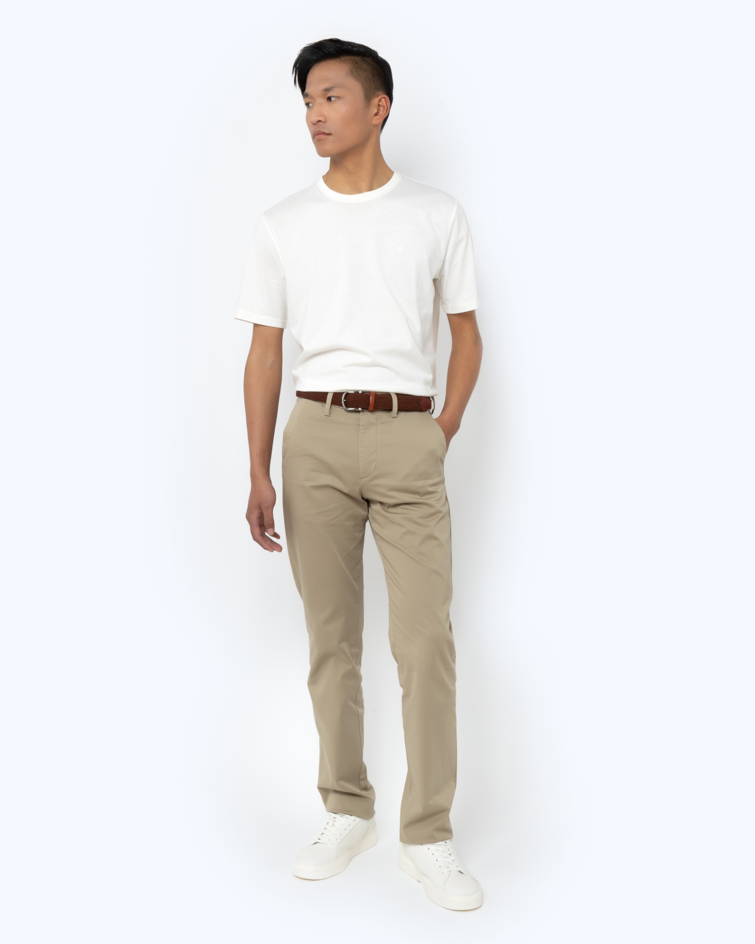 CHINOS ΚΑΠΑΡΤΙΝΑ SATIN REGULAR FIT ΜΠΕΖ ΣΚΟΥΡΟ