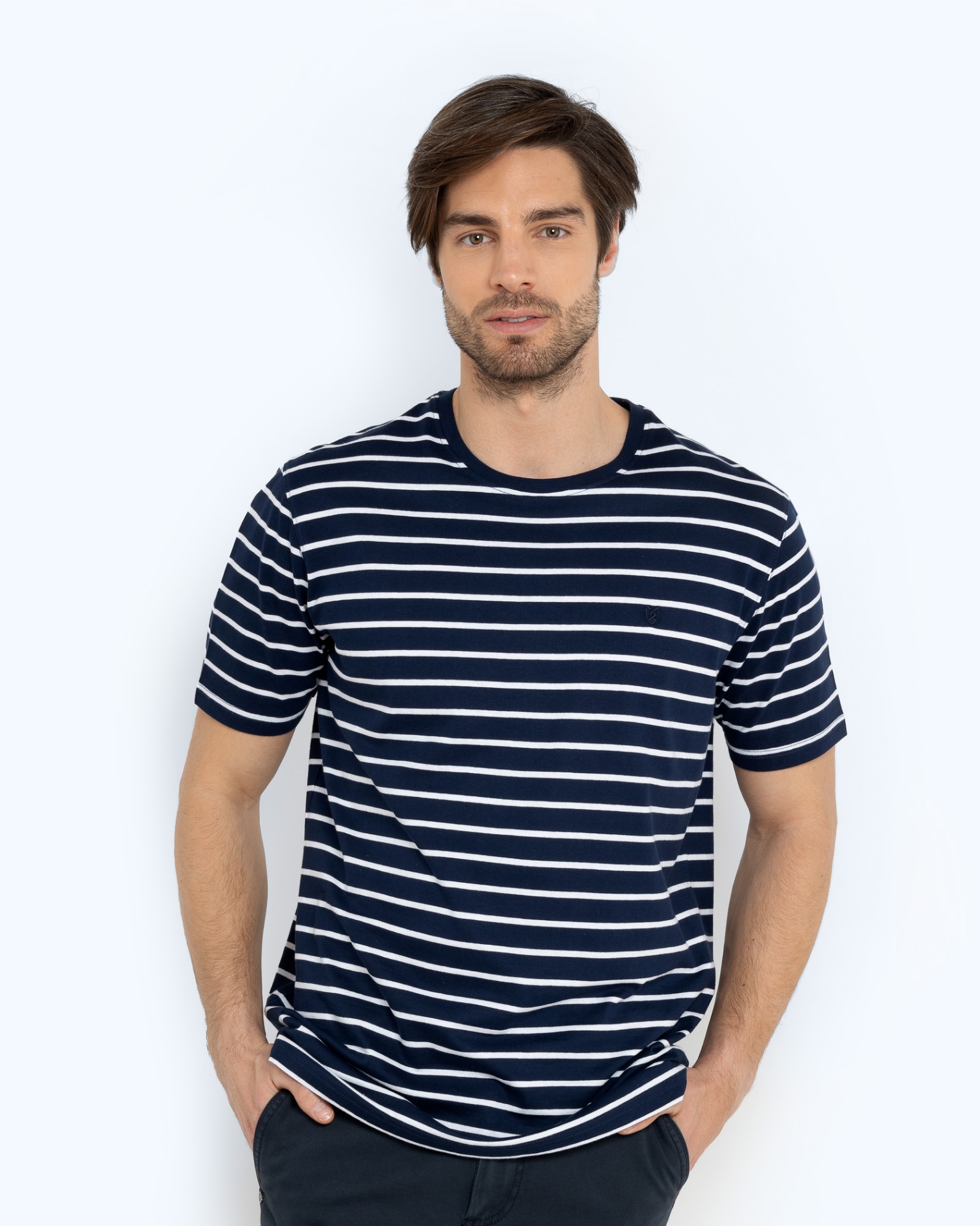 T-SHIRT STRIPE  REGULAR FIT ΜΠΛΕ