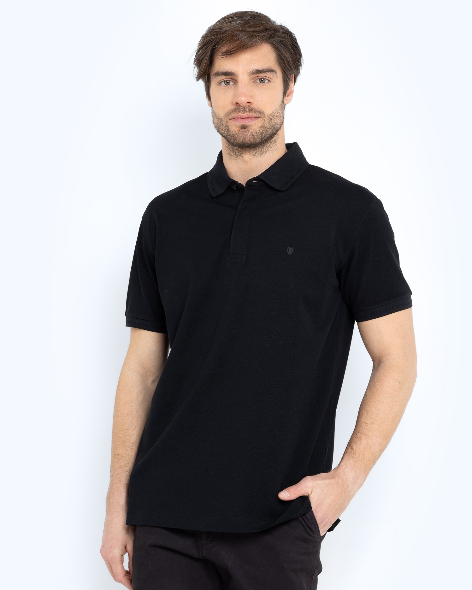 POLO PIQUE PIMA COTTON ΜΑΥΡΟ