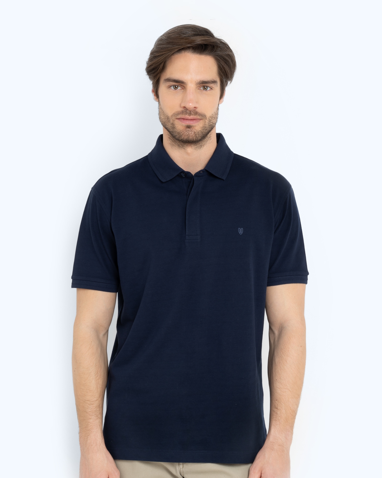 POLO PIQUE PIMA COTTON ΜΠΛΕ