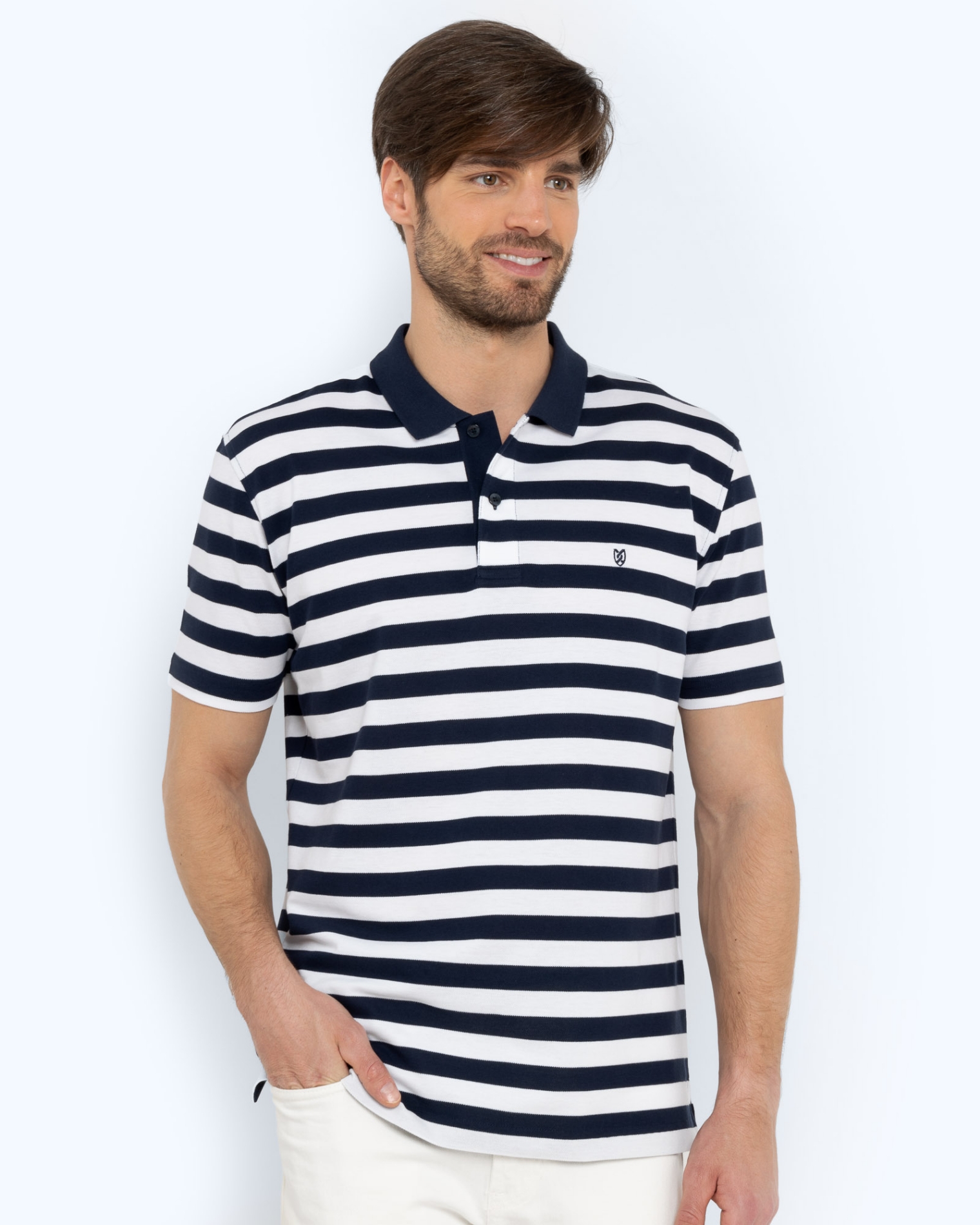 POLO PIQUE REGULAR FIT ΡΙΓΕΣ ΜΠΛΕ