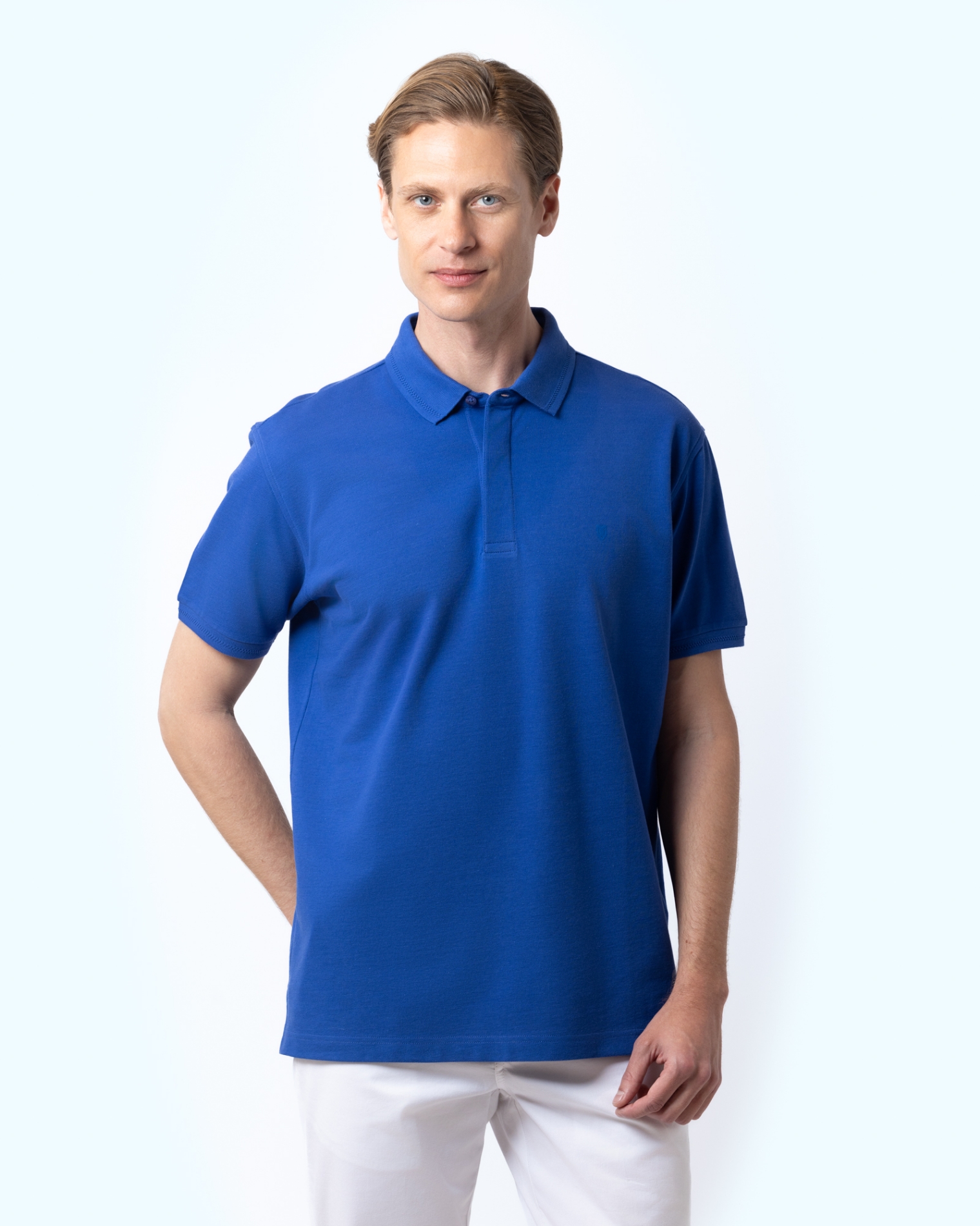  POLO PIQUE PIMA COTTON ΜΠΛΕ