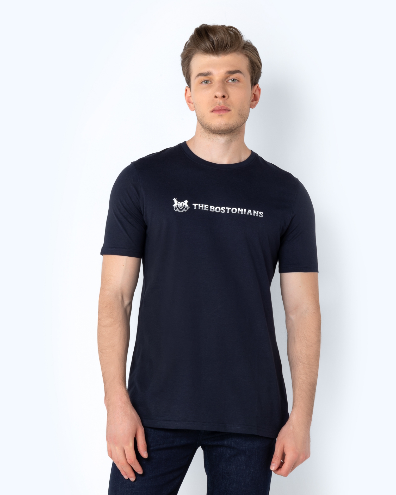  T-SHIRT TWO-TONE LOGO ΜΠΛΕ