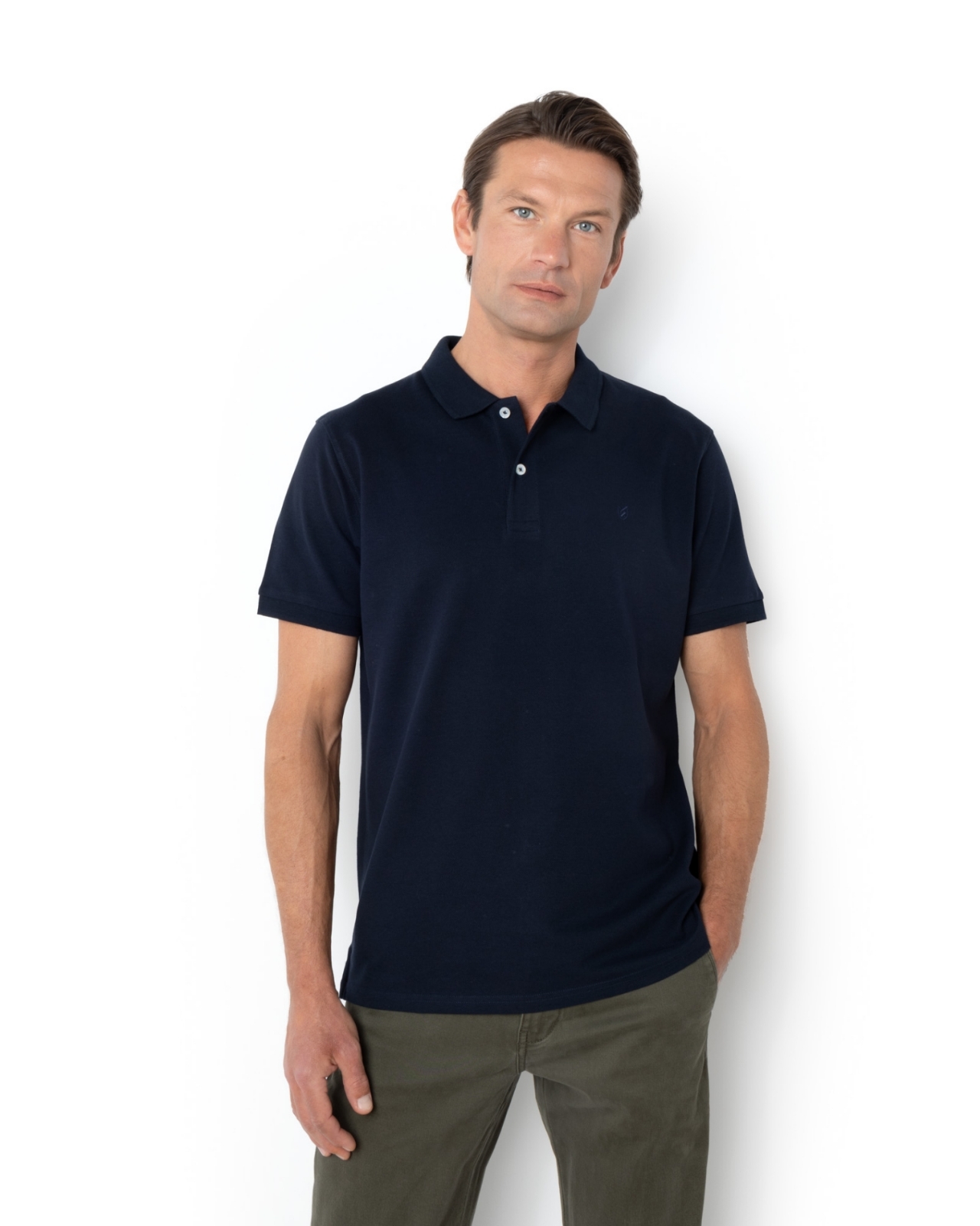 POLO PIQUE REGULAR FIT ΜΠΛΕ