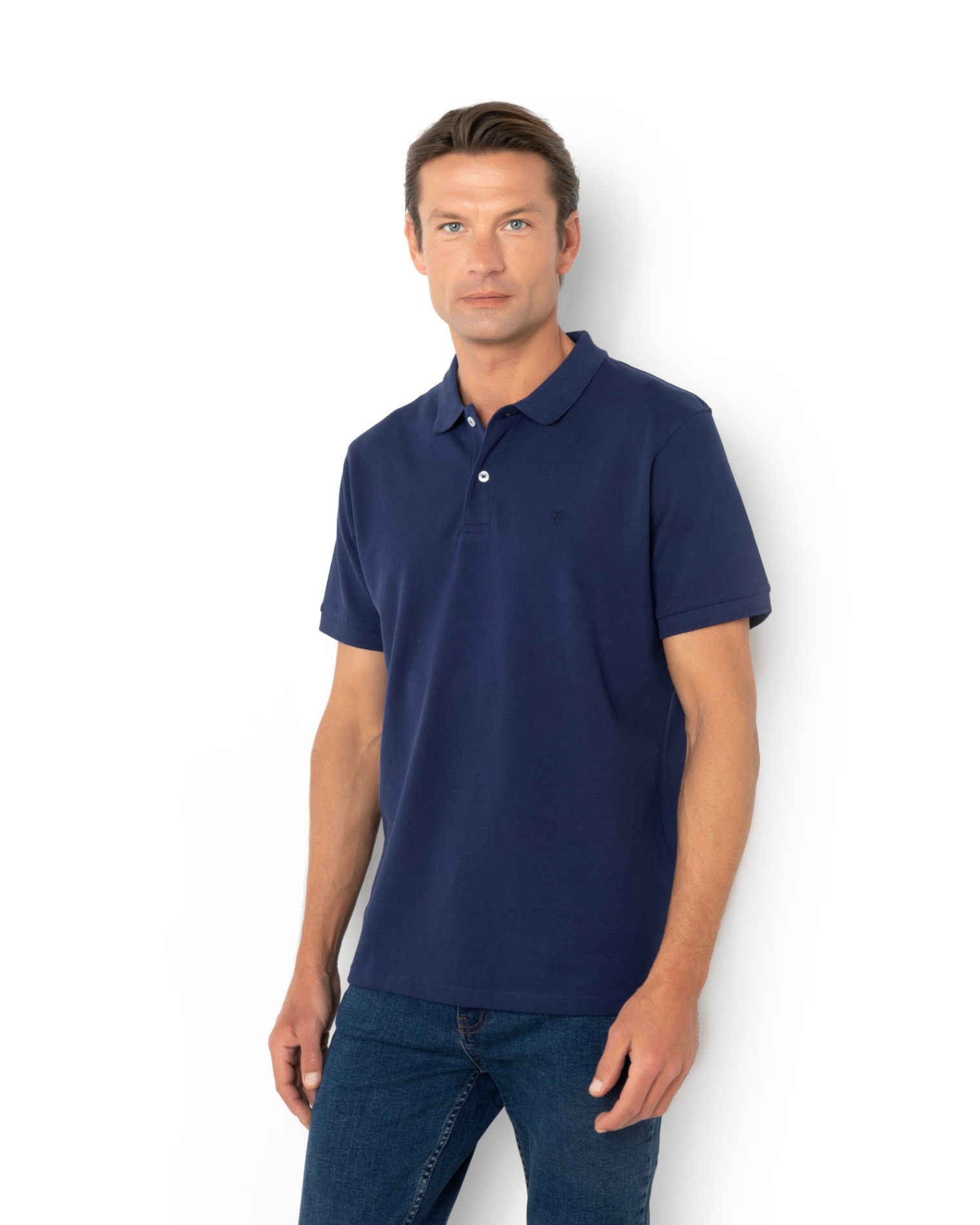 POLO PIQUE REGULAR FIT ΜΠΛΕ