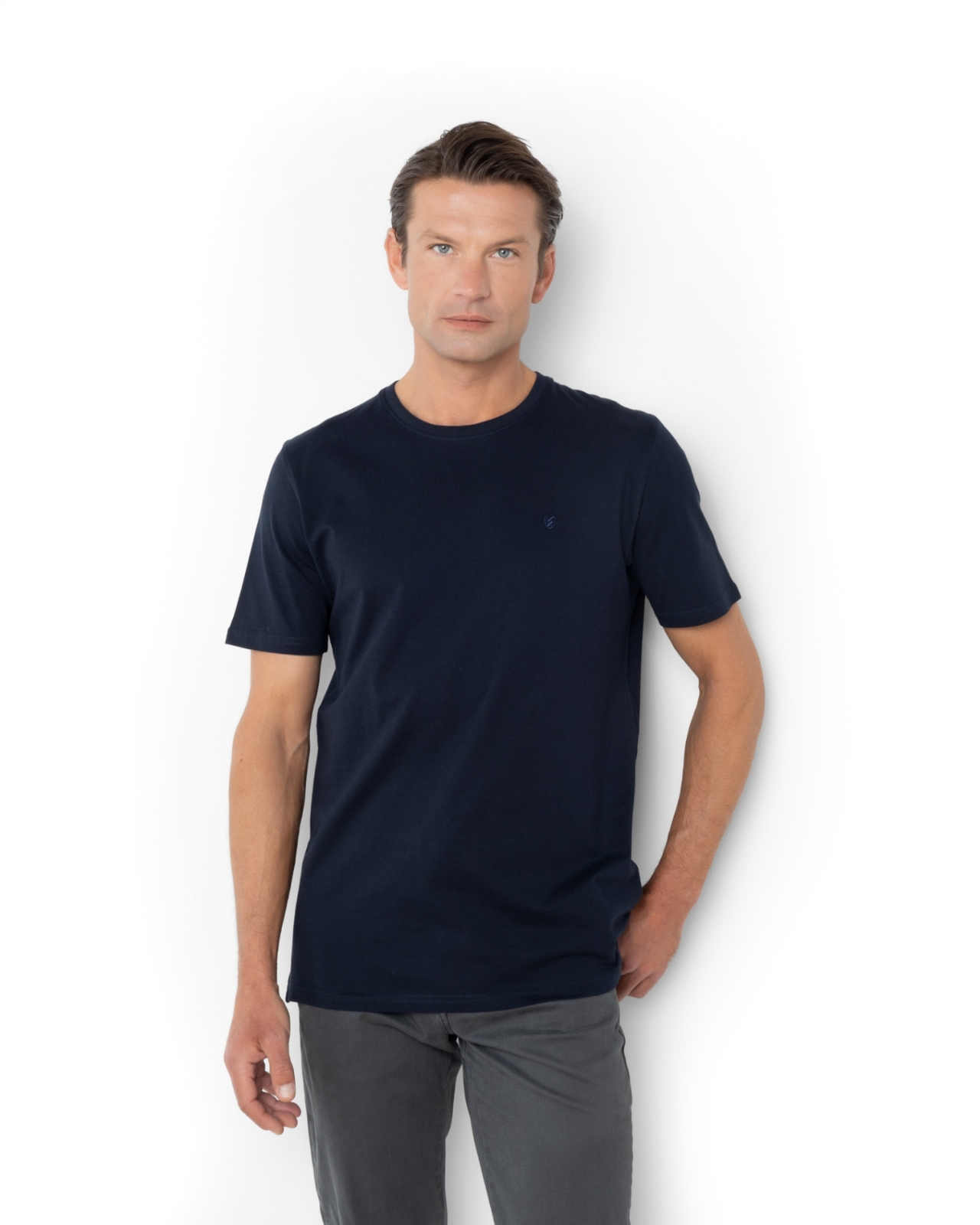 T-SHIRT REGULAR FIT ΜΠΛΕ