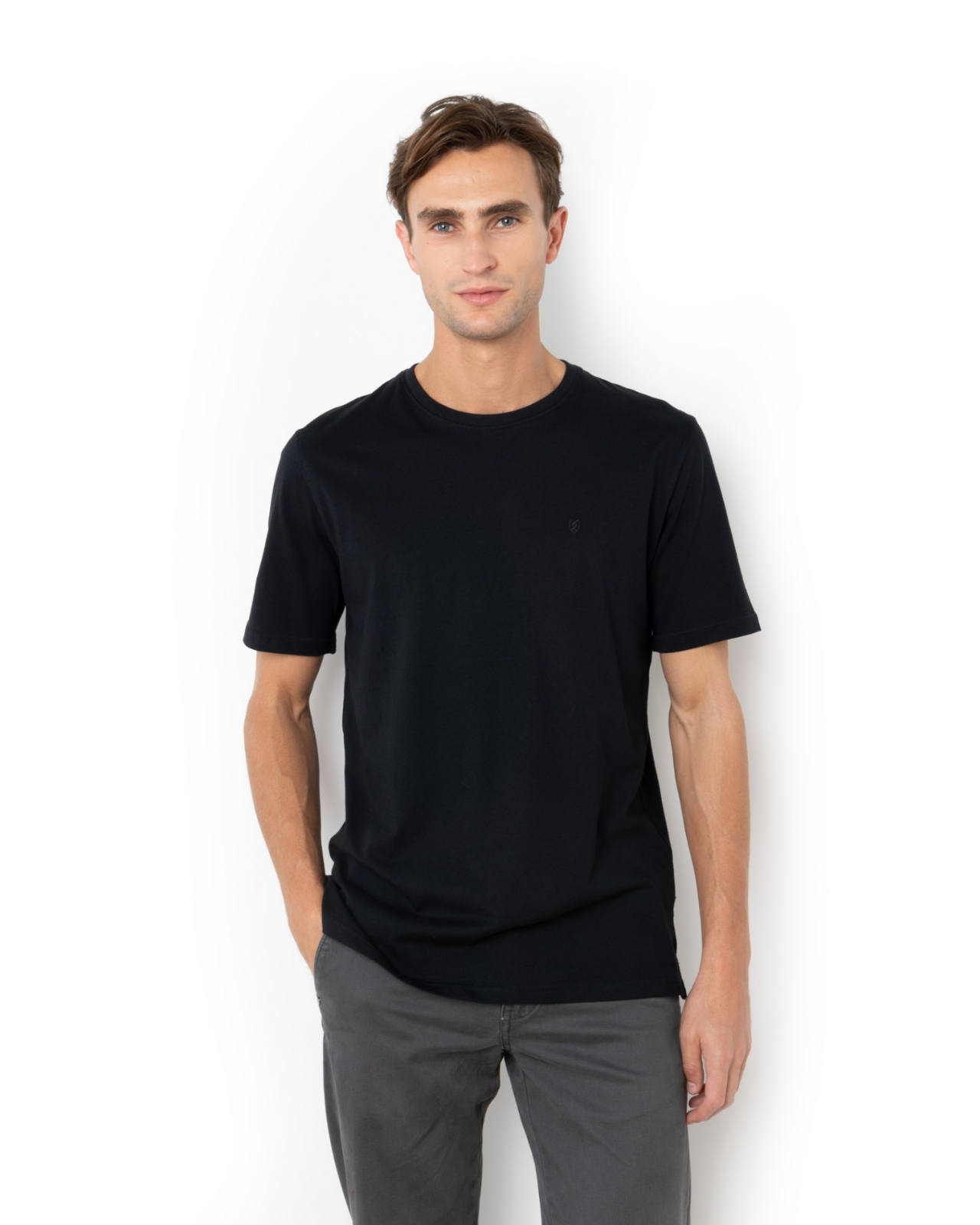 T-SHIRT REGULAR FIT ΜΑΥΡΟ