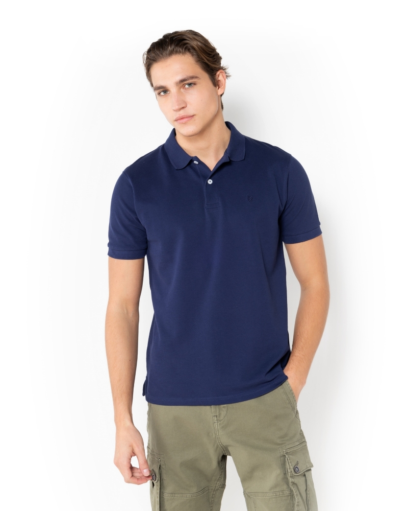 POLO PIQUE REGULAR FIT ΜΠΛΕ