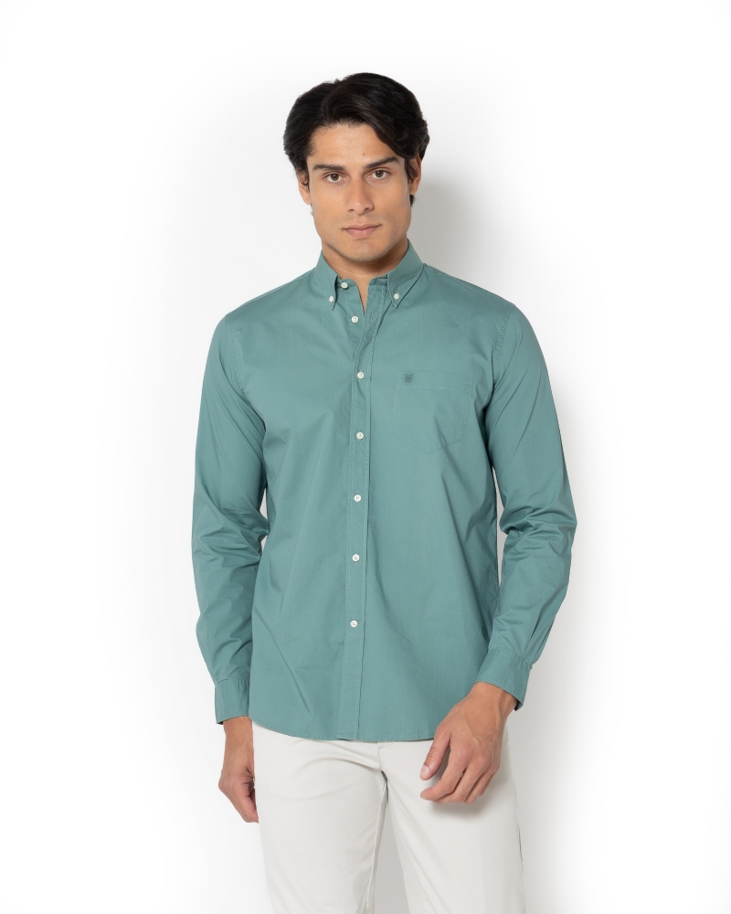 ΠΟΥΚΑΜΙΣΟ ΠΟΠΛΙΝΑ REGULAR FIT ΠΡΑΣΙΝΟ