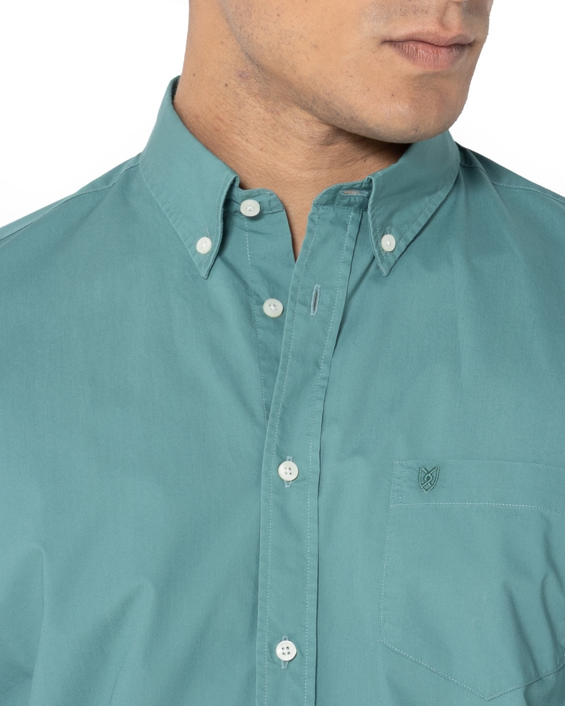 ΠΟΥΚΑΜΙΣΟ ΠΟΠΛΙΝΑ REGULAR FIT ΠΡΑΣΙΝΟ