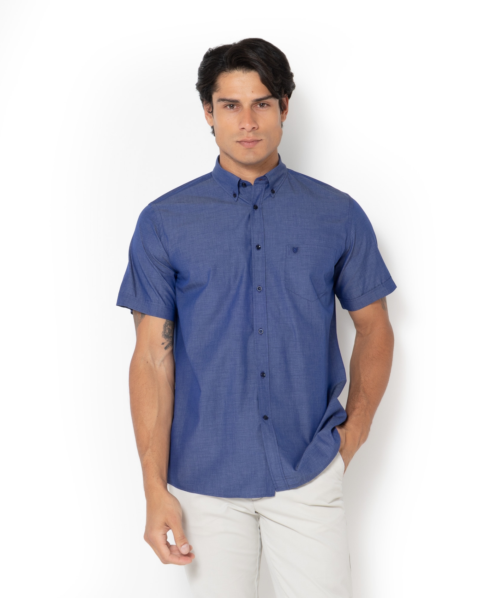 	ΠΟΥΚΑΜΙΣΟ FIL A FIL ΚΟΝΤΟΜΑΝΙΚΟ ΜΠΛΕ