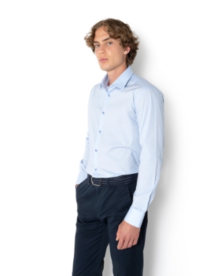 ΠΟΥΚΑΜΙΣΟ ΠΟΠΛΙΝΑ ΓΑΛΑΖΙΟ SLIM FIT thumb
