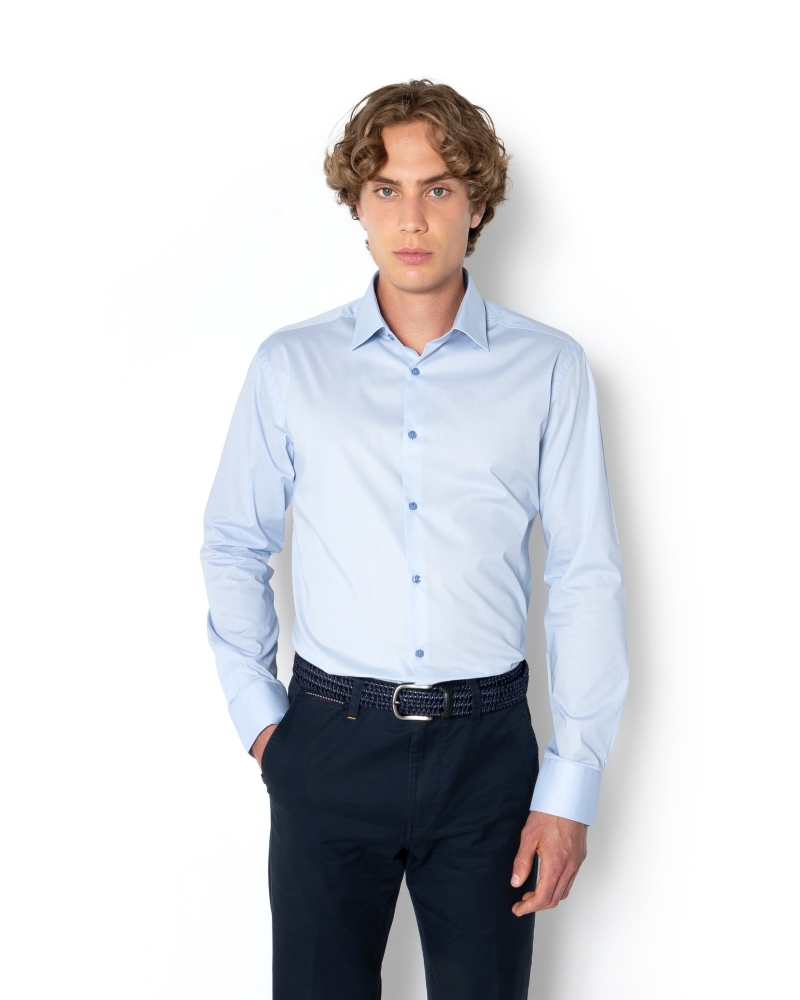 ΠΟΥΚΑΜΙΣΟ ΠΟΠΛΙΝΑ ΓΑΛΑΖΙΟ SLIM FIT