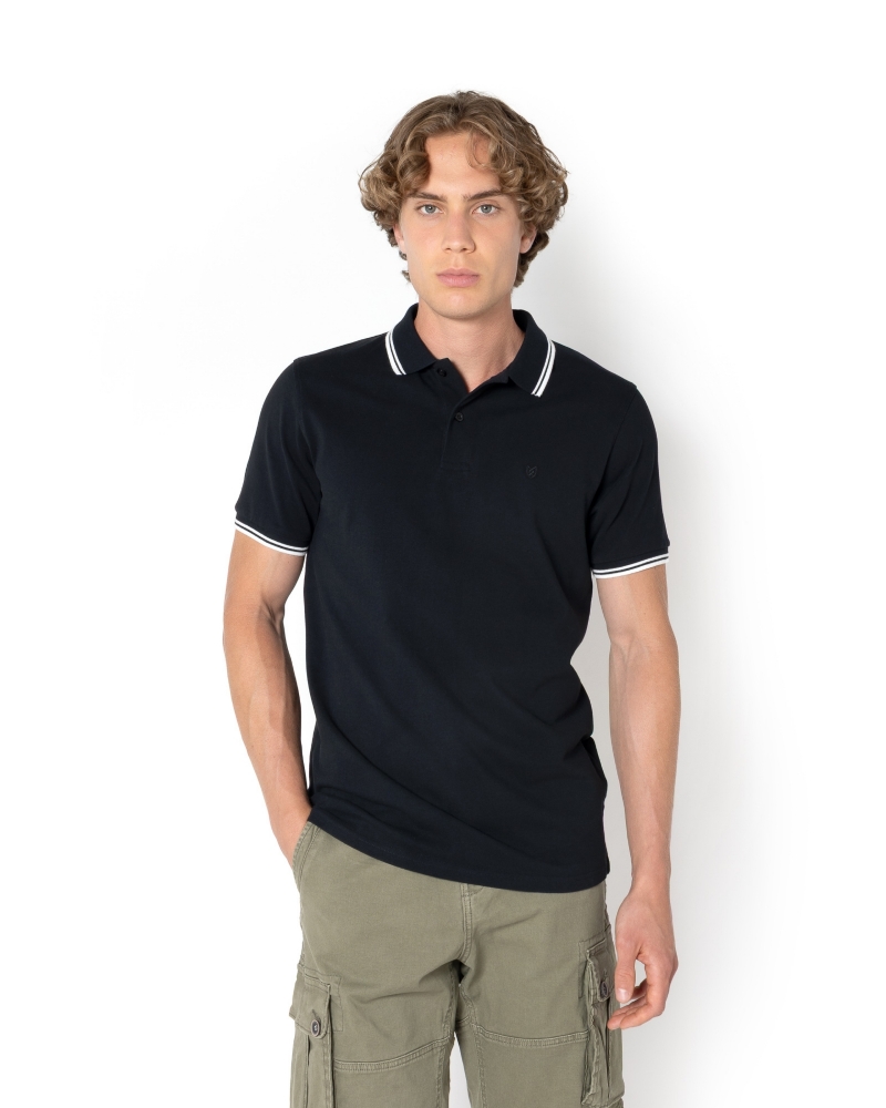 	POLO PIQUE TWIN TIPPED ΜΑΥΡΟ
