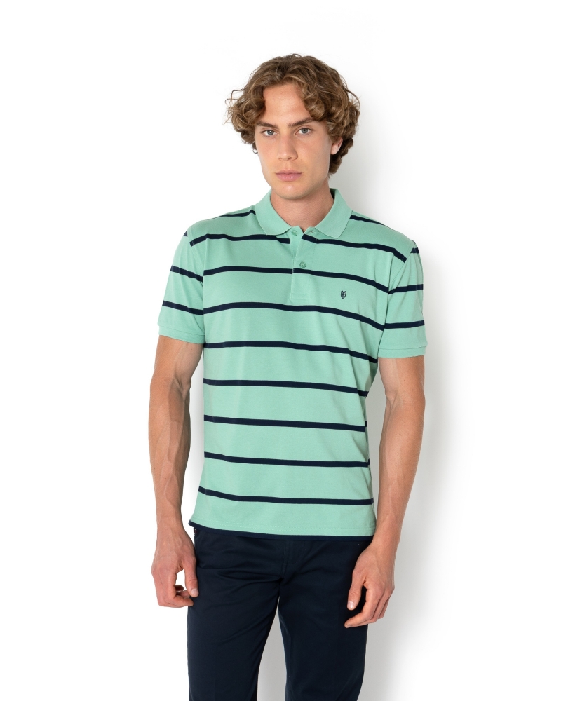 POLO PIQUE REGULAR FIT ΡΙΓΕΣ ΠΡΑΣΙΝΟ
