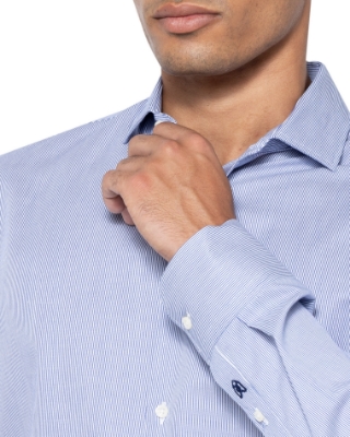 ΠΟΥΚΑΜΙΣΟ TWILL ΡΙΓΕΣ ΜΠΛΕ  thumb