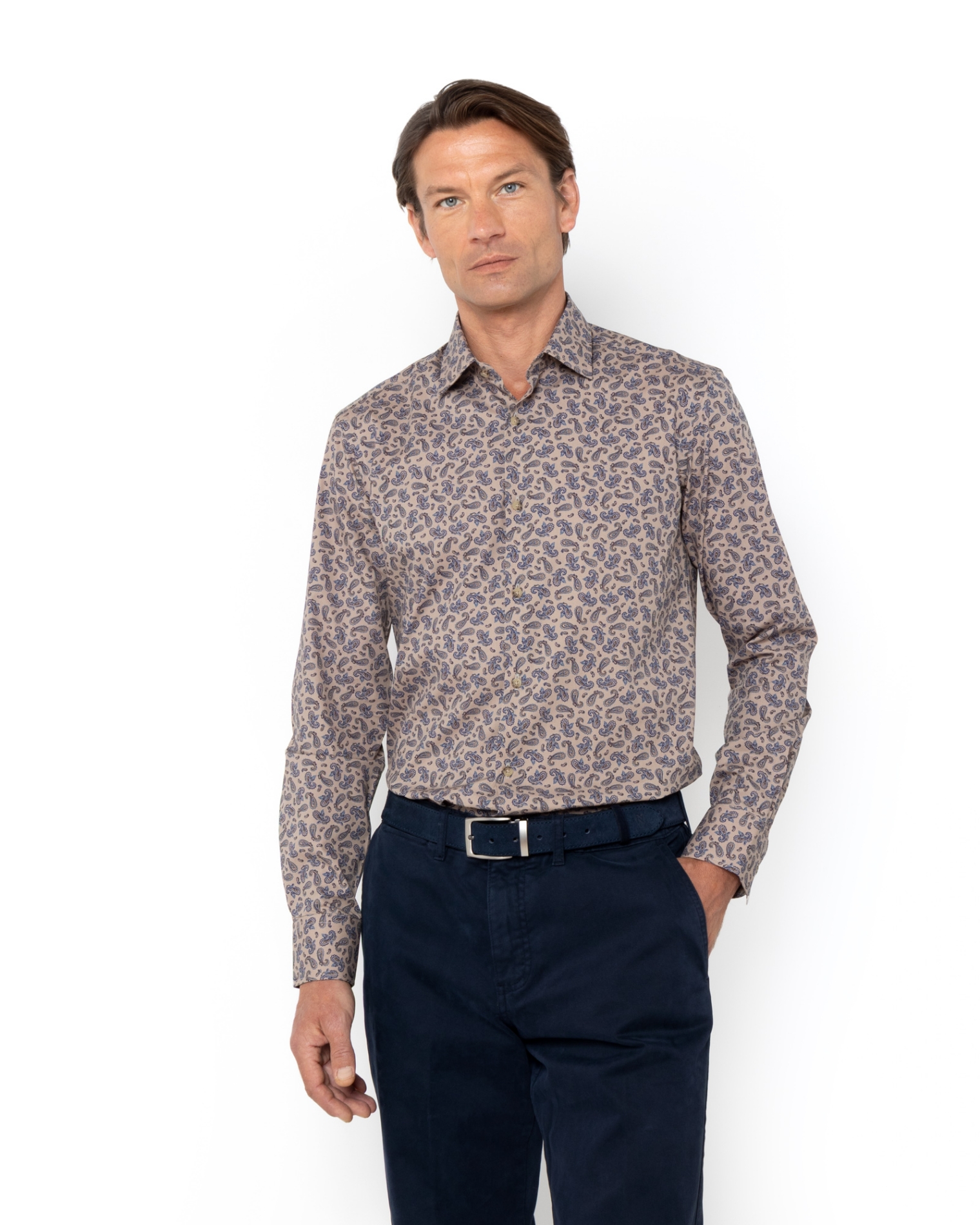 ΑΝΔΡΙΚΟ ΠΟΥΚΑΜΙΣΟ, DIGITAL PRINT, ΠΟΠΛΙΝΑ, SLIM FIT