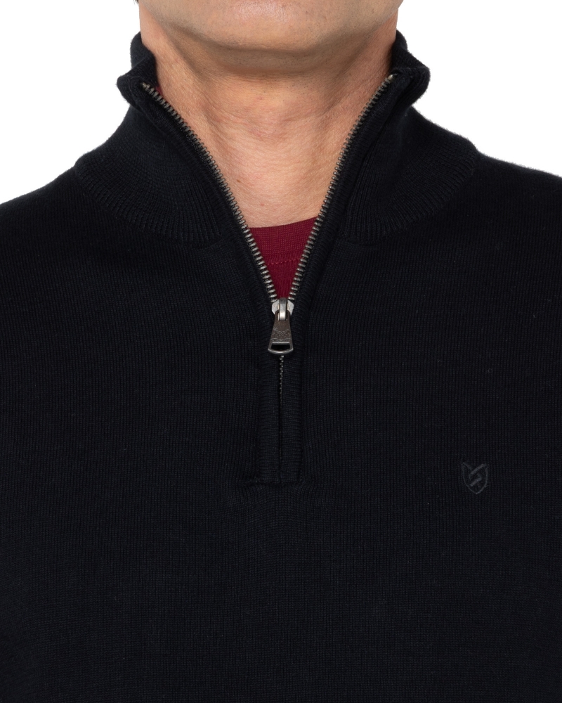 ΑΝΔΡΙΚΟ ΠΛΕΚΤΟ ΒΑΜΒΑΚΕΡΟ HALF-ZIP ΜΑΥΡΟ