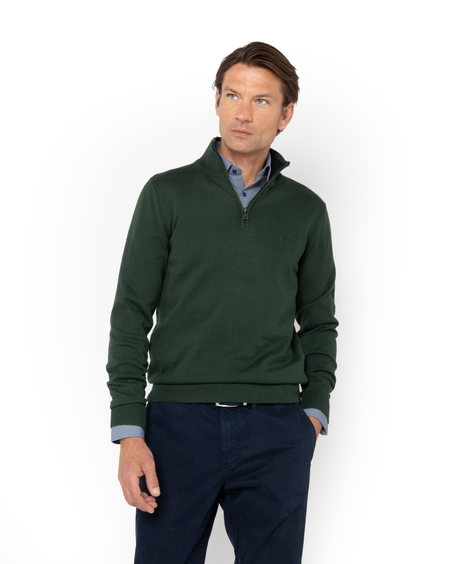 ΑΝΔΡΙΚΟ ΠΛΕΚΤΟ ΒΑΜΒΑΚΕΡΟ HALF-ZIP ΠΡΑΣΙΝΟ