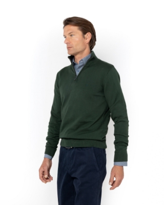 ΑΝΔΡΙΚΟ ΠΛΕΚΤΟ ΒΑΜΒΑΚΕΡΟ HALF-ZIP ΠΡΑΣΙΝΟ thumb