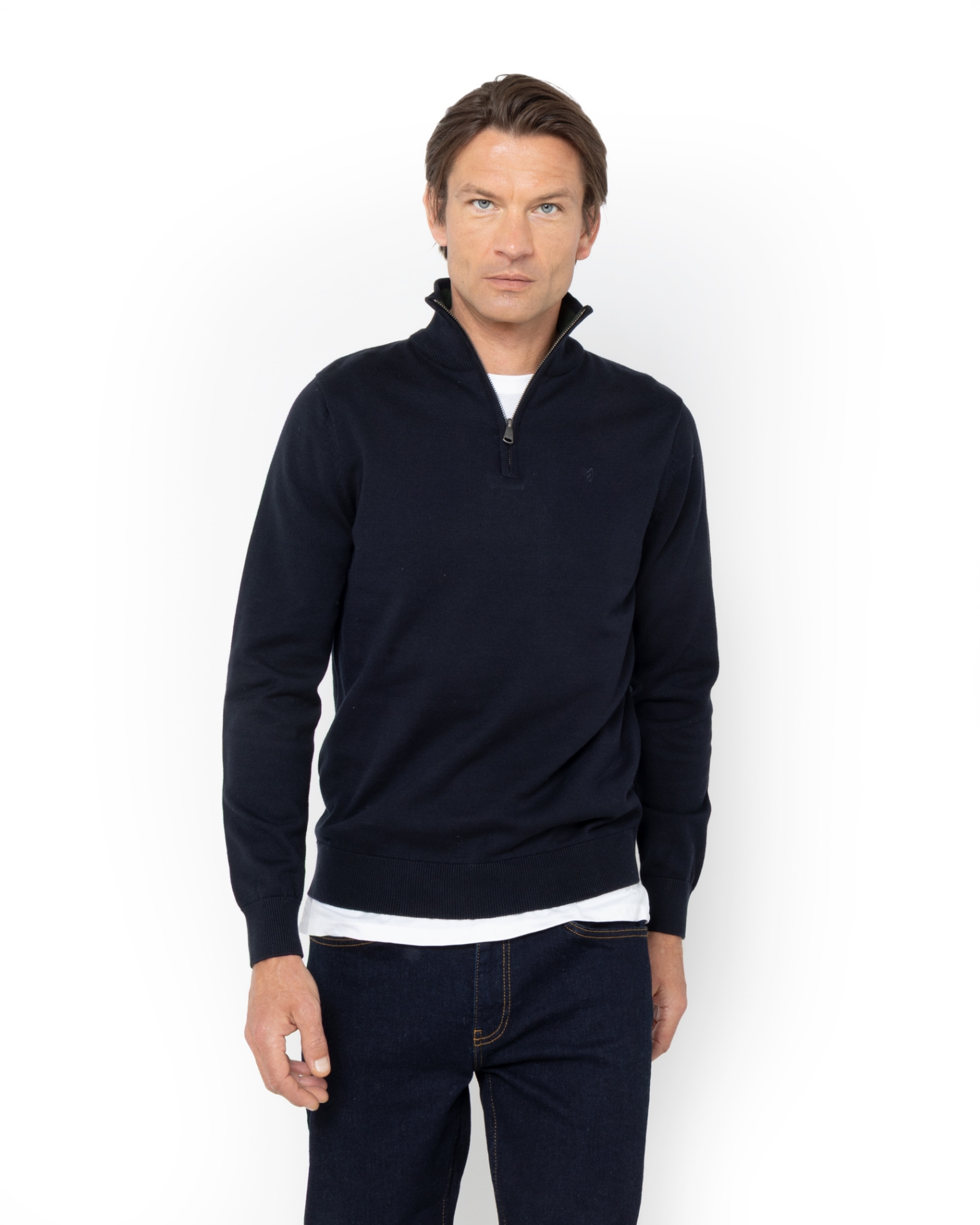 ΑΝΔΡΙΚΟ ΠΛΕΚΤΟ ΒΑΜΒΑΚΕΡΟ HALF-ZIP ΜΠΛΕ