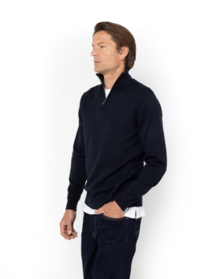 ΑΝΔΡΙΚΟ ΠΛΕΚΤΟ ΒΑΜΒΑΚΕΡΟ HALF-ZIP ΜΠΛΕ thumb
