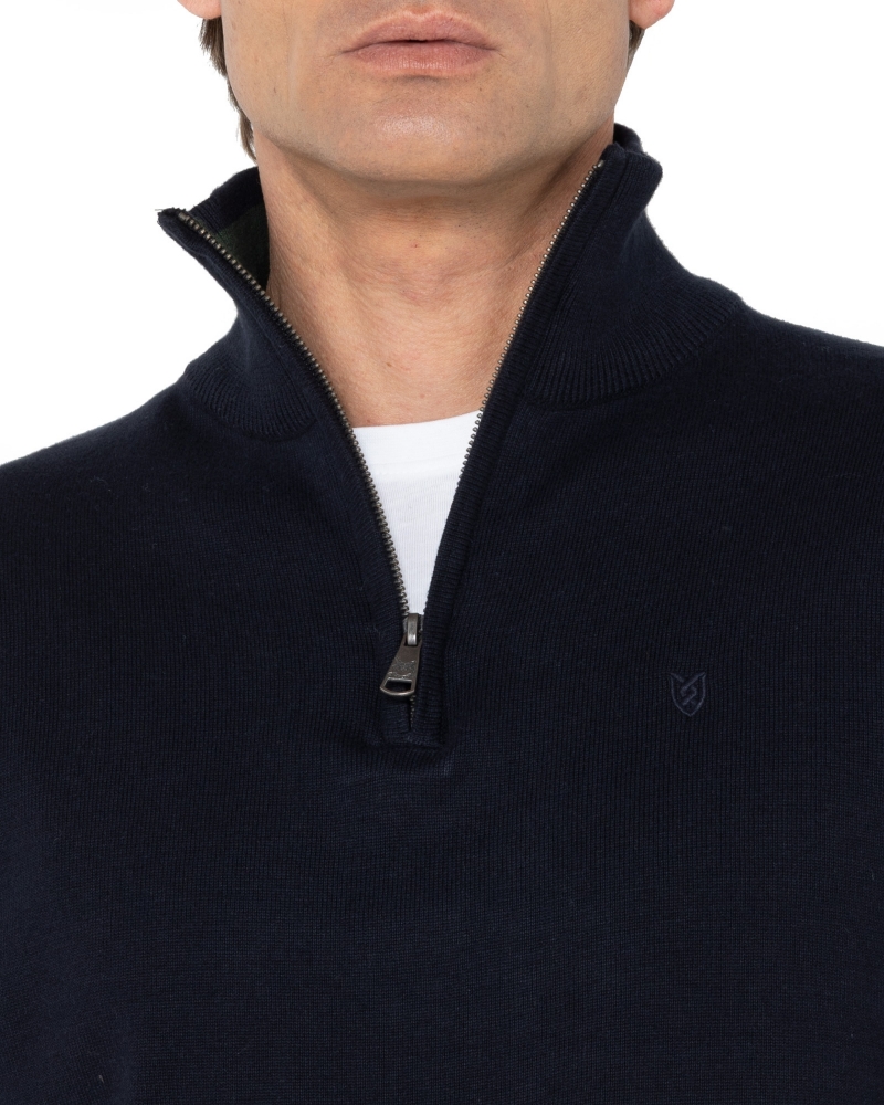ΑΝΔΡΙΚΟ ΠΛΕΚΤΟ ΒΑΜΒΑΚΕΡΟ HALF-ZIP ΜΠΛΕ