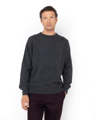 ΑΝΔΡΙΚΟ ΠΛΕΚΤΟ LAMBSWOOL ΛΑΙΜΟΚΟΨΗ REGULAR FIT ΣΚΟΥΡΟ ΓΚΡΙ thumb