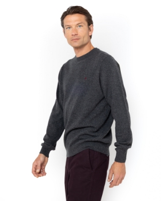 ΑΝΔΡΙΚΟ ΠΛΕΚΤΟ LAMBSWOOL ΛΑΙΜΟΚΟΨΗ REGULAR FIT ΣΚΟΥΡΟ ΓΚΡΙ thumb