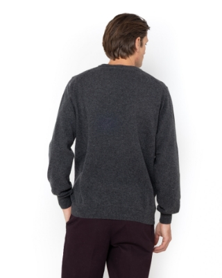 ΑΝΔΡΙΚΟ ΠΛΕΚΤΟ LAMBSWOOL ΛΑΙΜΟΚΟΨΗ REGULAR FIT ΣΚΟΥΡΟ ΓΚΡΙ thumb
