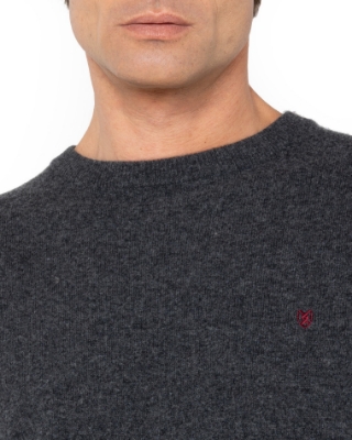 ΑΝΔΡΙΚΟ ΠΛΕΚΤΟ LAMBSWOOL ΛΑΙΜΟΚΟΨΗ REGULAR FIT ΣΚΟΥΡΟ ΓΚΡΙ thumb