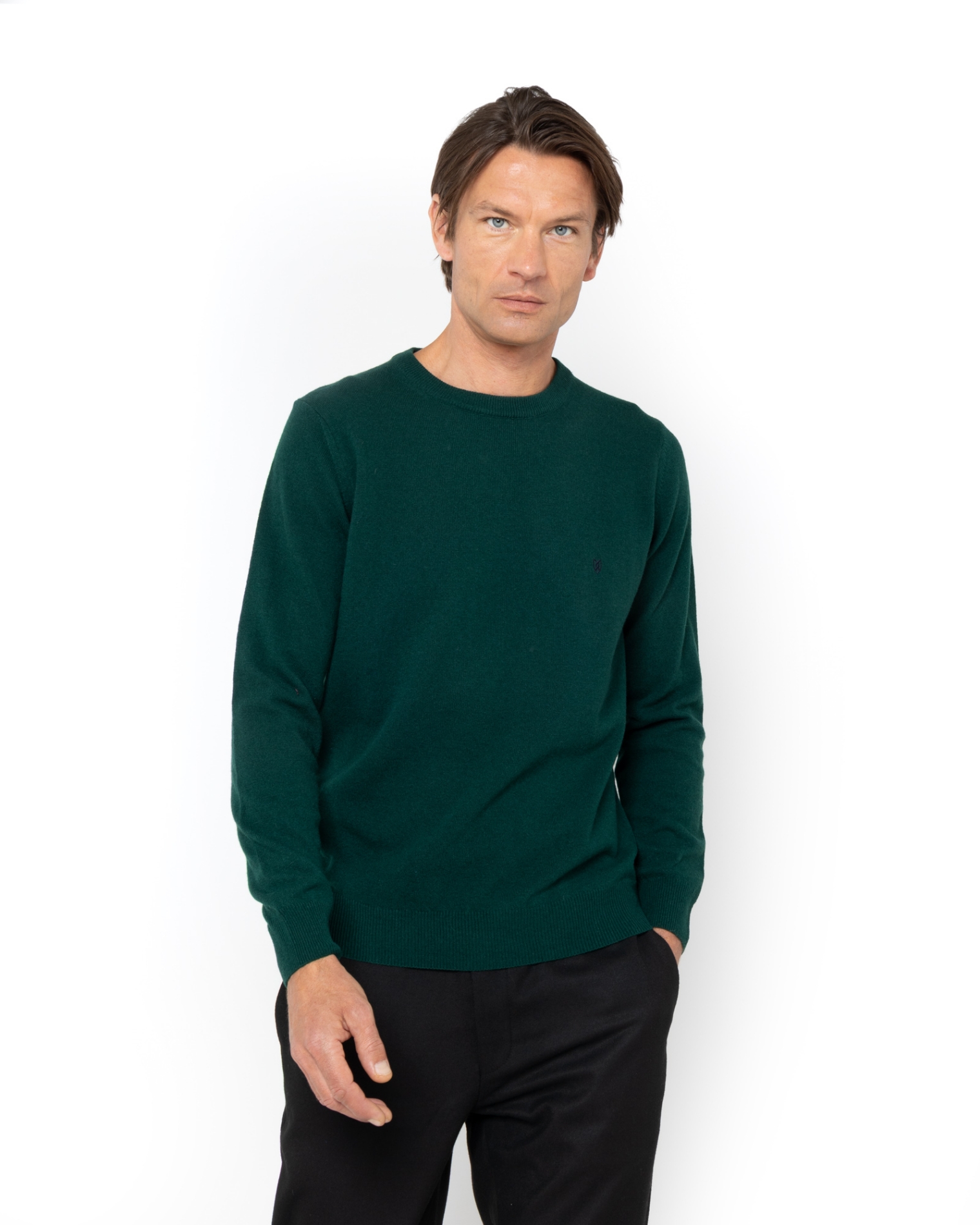 	ΑΝΔΡΙΚΟ ΠΛΕΚΤΟ LAMBSWOOL ΛΑΙΜΟΚΟΨΗ REGULAR FIT ΣΚΟΥΡΟ ΠΡΑΣΙΝΟ