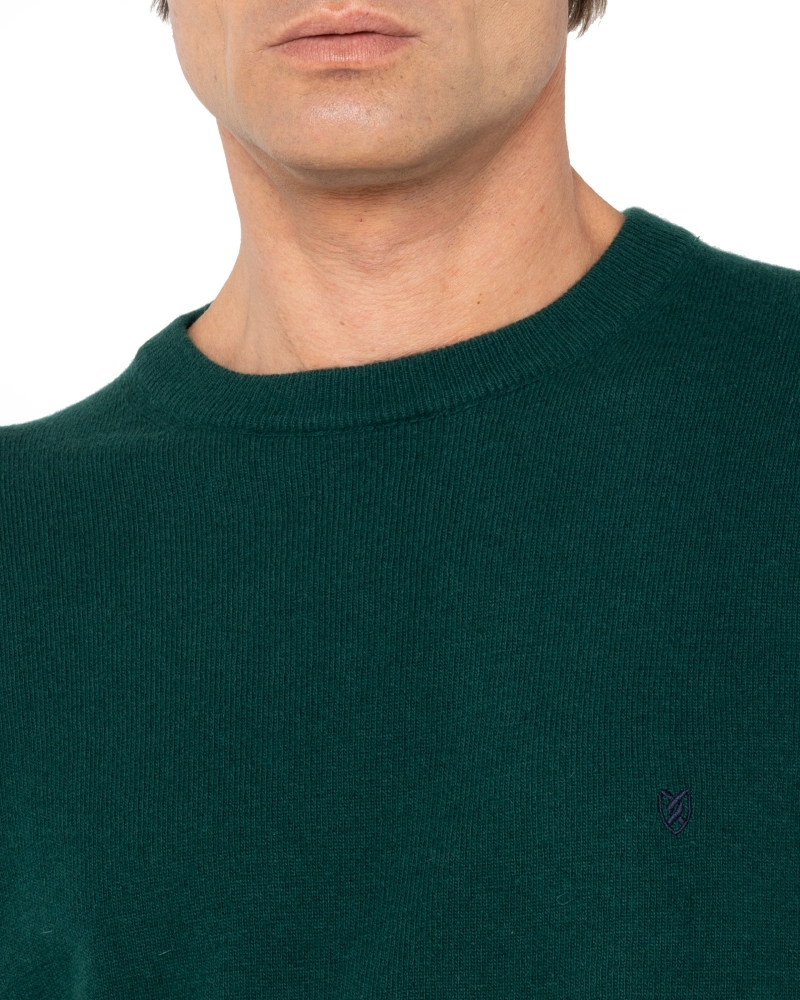 	ΑΝΔΡΙΚΟ ΠΛΕΚΤΟ LAMBSWOOL ΛΑΙΜΟΚΟΨΗ REGULAR FIT ΣΚΟΥΡΟ ΠΡΑΣΙΝΟ