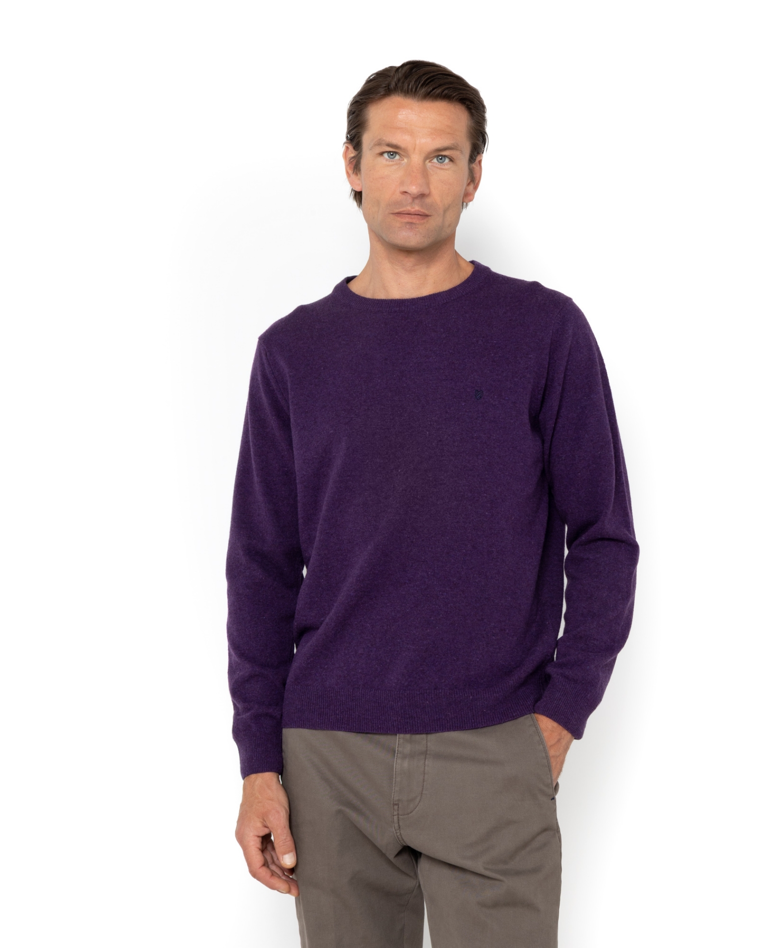 ΑΝΔΡΙΚΟ ΠΛΕΚΤΟ LAMBSWOOL ΛΑΙΜΟΚΟΨΗ REGULAR FIT ΜΟΒ