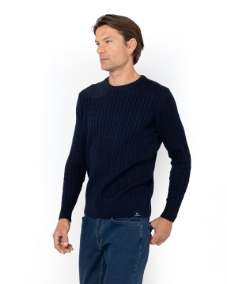 ΑΝΔΡΙΚΟ ΠΛΕΚΤΟ CABLE ΛΑΙΜΟΚΟΨΗ ΣΚΟΥΡΟ ΜΠΛΕ thumb