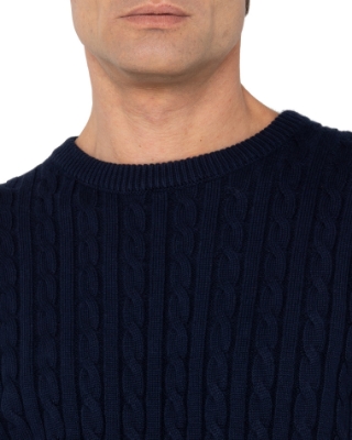 ΑΝΔΡΙΚΟ ΠΛΕΚΤΟ CABLE ΛΑΙΜΟΚΟΨΗ ΣΚΟΥΡΟ ΜΠΛΕ thumb