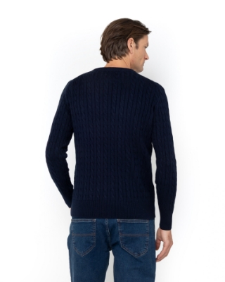 ΑΝΔΡΙΚΟ ΠΛΕΚΤΟ CABLE ΛΑΙΜΟΚΟΨΗ ΣΚΟΥΡΟ ΜΠΛΕ thumb