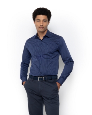 ΑΝΔΡΙΚΟ ΠΟΥΚΑΜΙΣΟ ΜΕ ΡΙΓΕΣ ΠΟΠΛΙΝΑ SLIM FIT thumb