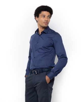 ΑΝΔΡΙΚΟ ΠΟΥΚΑΜΙΣΟ ΜΕ ΡΙΓΕΣ ΠΟΠΛΙΝΑ SLIM FIT thumb