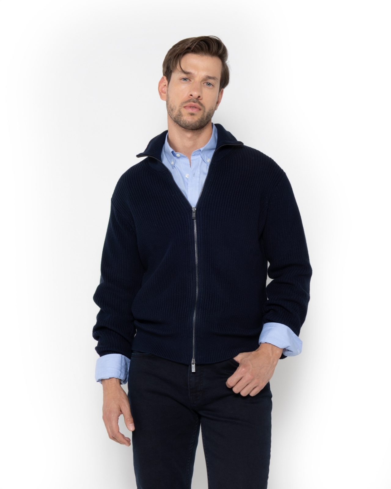 ΜΠΛΕ ΑΝΔΡΙΚΗ ΠΛΕΚΤΗ ΖΑΚΕΤΑ REGULAR FIT