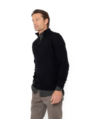 	ΑΝΔΡΙΚΟ ΠΛΕΚΤΟ ΒΑΜΒΑΚΕΡΟ HALF-ZIP ΜΑΥΡΟ thumb