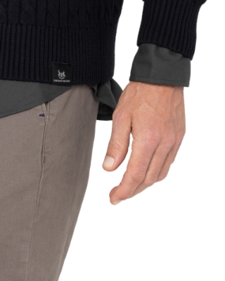 	ΑΝΔΡΙΚΟ ΠΛΕΚΤΟ ΒΑΜΒΑΚΕΡΟ HALF-ZIP ΜΑΥΡΟ thumb