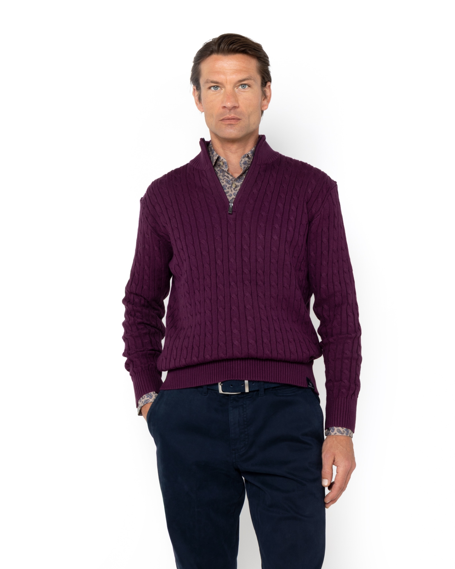 ΑΝΔΡΙΚΟ ΠΛΕΚΤΟ HALF-ZIP ΜΠΟΡΝΤΟ