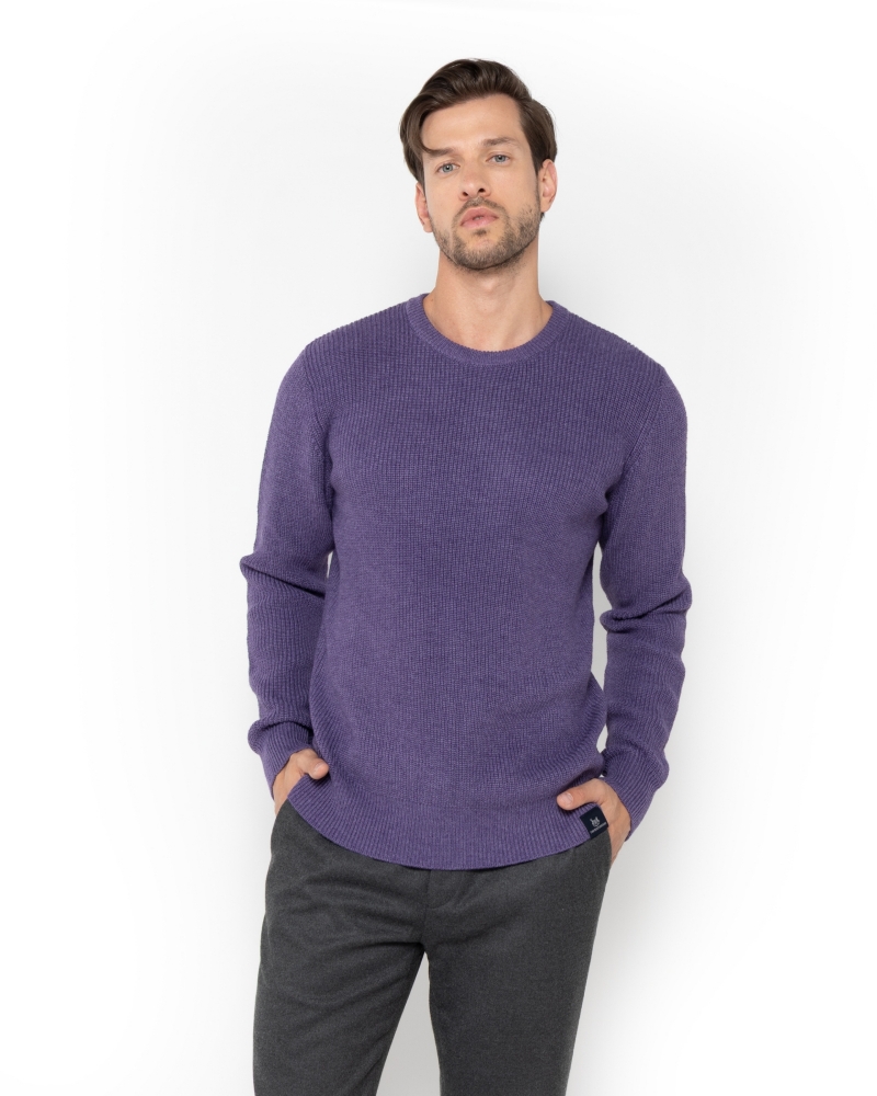 ΑΝΔΡΙΚΟ ΠΛΕΚΤΟ ΛΑΙΜΟΚΟΨΗ REGULAR FIT ΜΩΒ