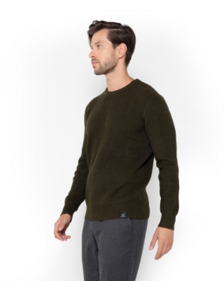 ΑΝΔΡΙΚΟ ΠΛΕΚΤΟ ΛΑΙΜΟΚΟΨΗ REGULAR FIT ΣΚΟΥΡΟ ΠΡΑΣΙΝΟ thumb